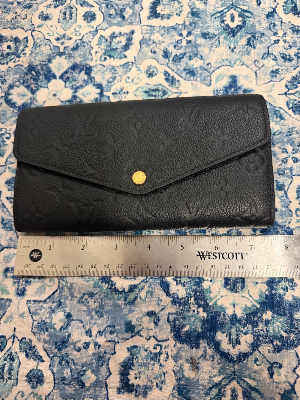 Louis Vuitton Black Monogram Empreinte Envelope Clutch Wallet with Gold Snap - Picture 11 of 14